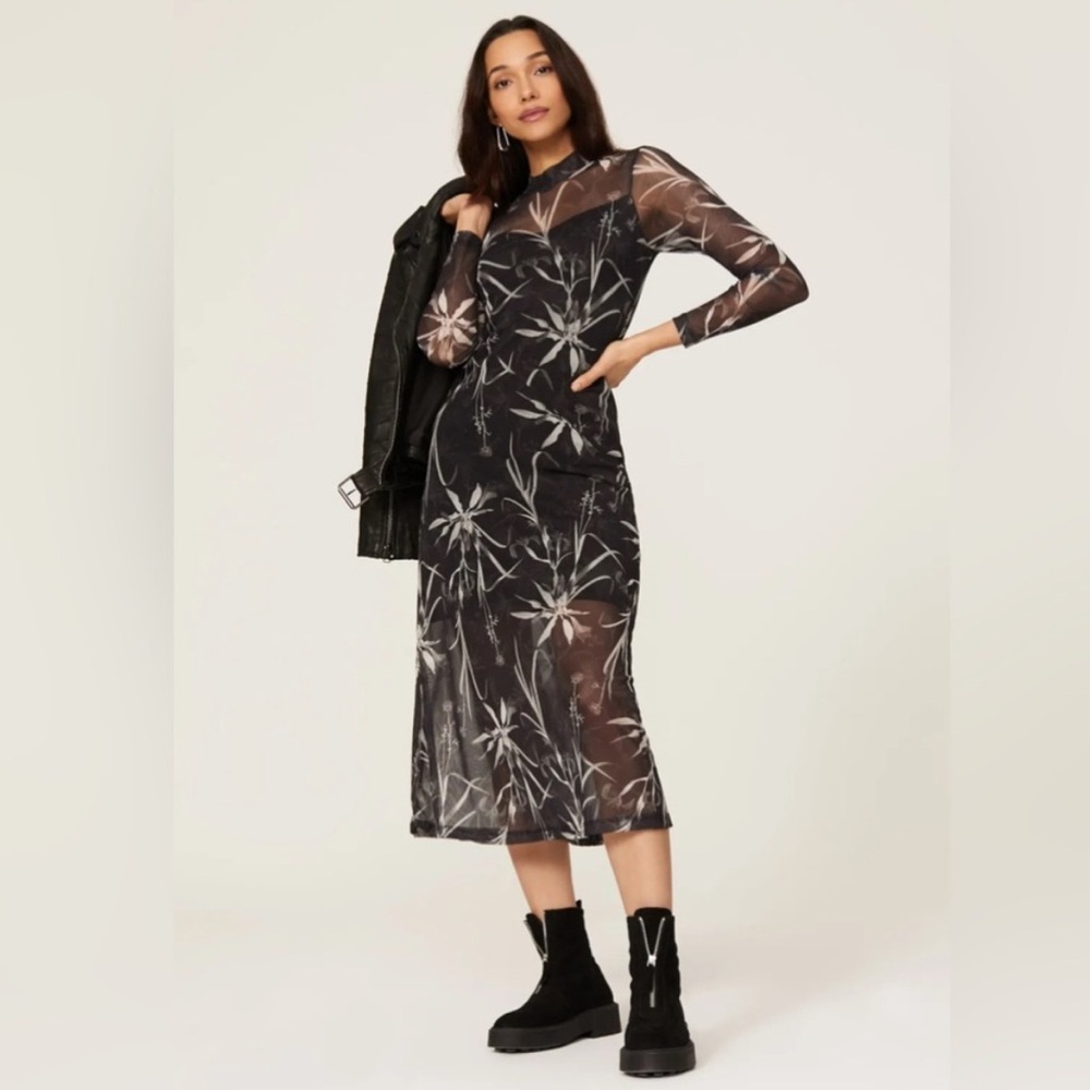 All Saints Women’s Hanna Rutland long sleeve midi dress